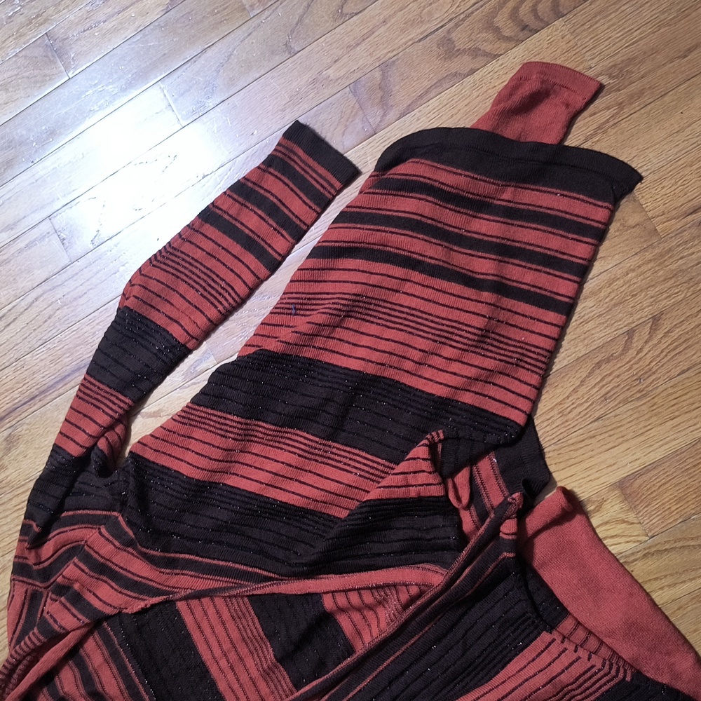 3/$10⭐Antonio Melani asymmetrical striped cardigan, size small, orange/brown - Picture 4 of 6